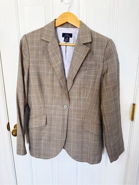 Brooks Brothers Size 8 Brown Plaid LS Blazer Suit Jacket Wool office
